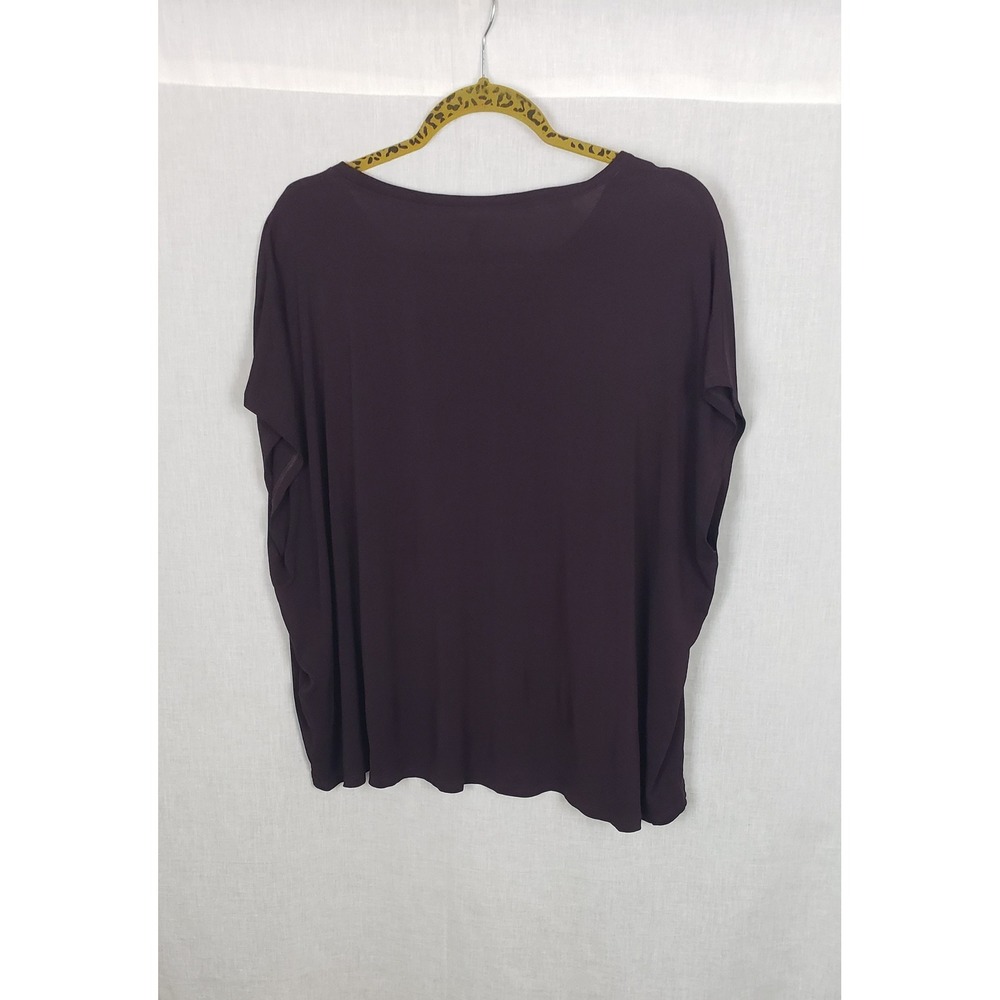 Eileen Fisher 100% Silk Boxy Blouse Top Plum Purple 1X Quiet Luxury Capsule Chic - Picture 3 of 8